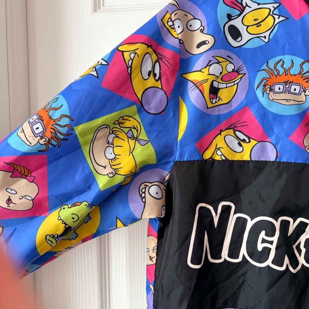 Nickelodeon 90s Nicktoons Characters Hooded Windbreaker Jacket Multicolor Small - Picture 4 of 7